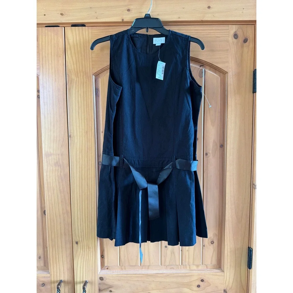 The Childrens Place Girls Black Pleated School Uniform Jumper Dress 16P Plus